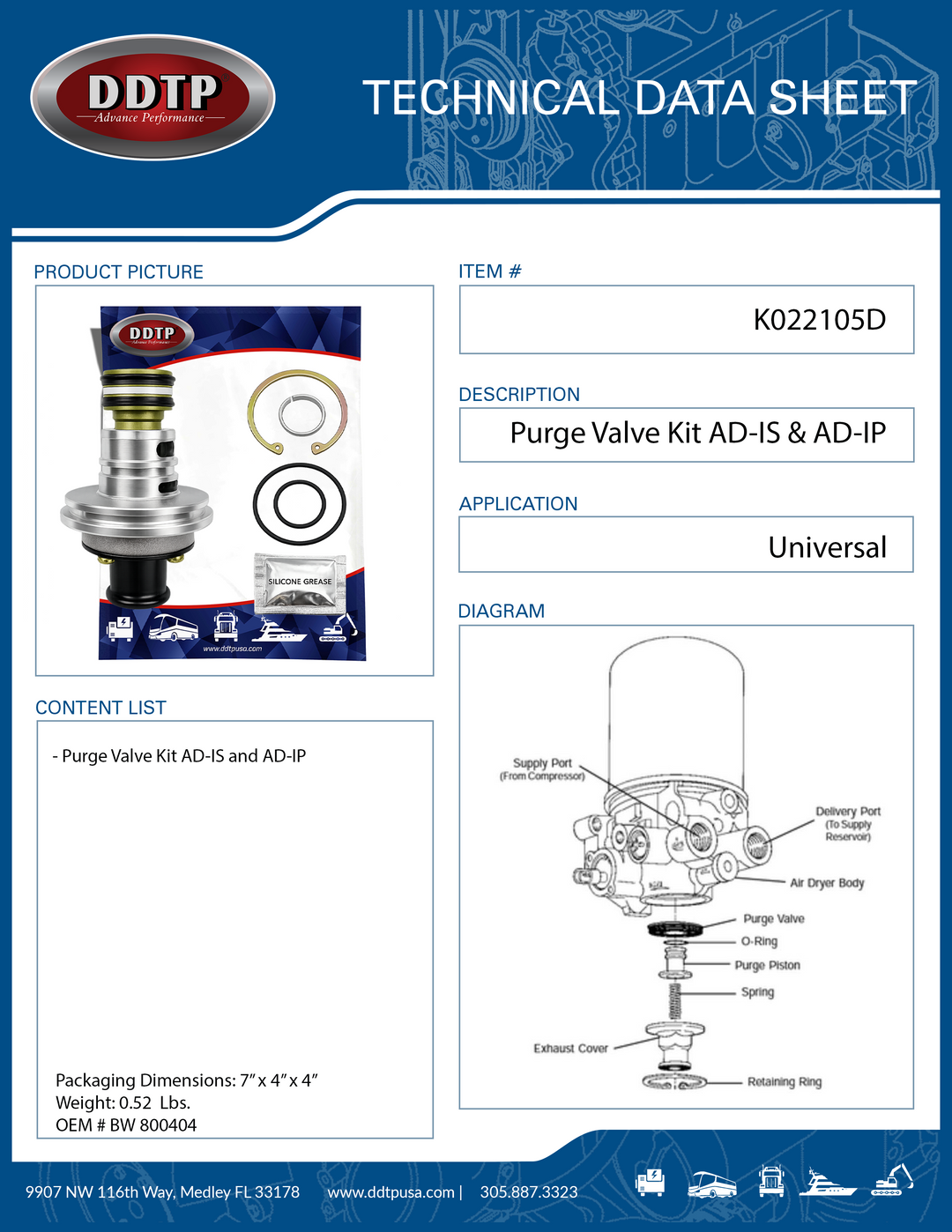 Purge Valve Kit Repair AD-IS & AD-IP