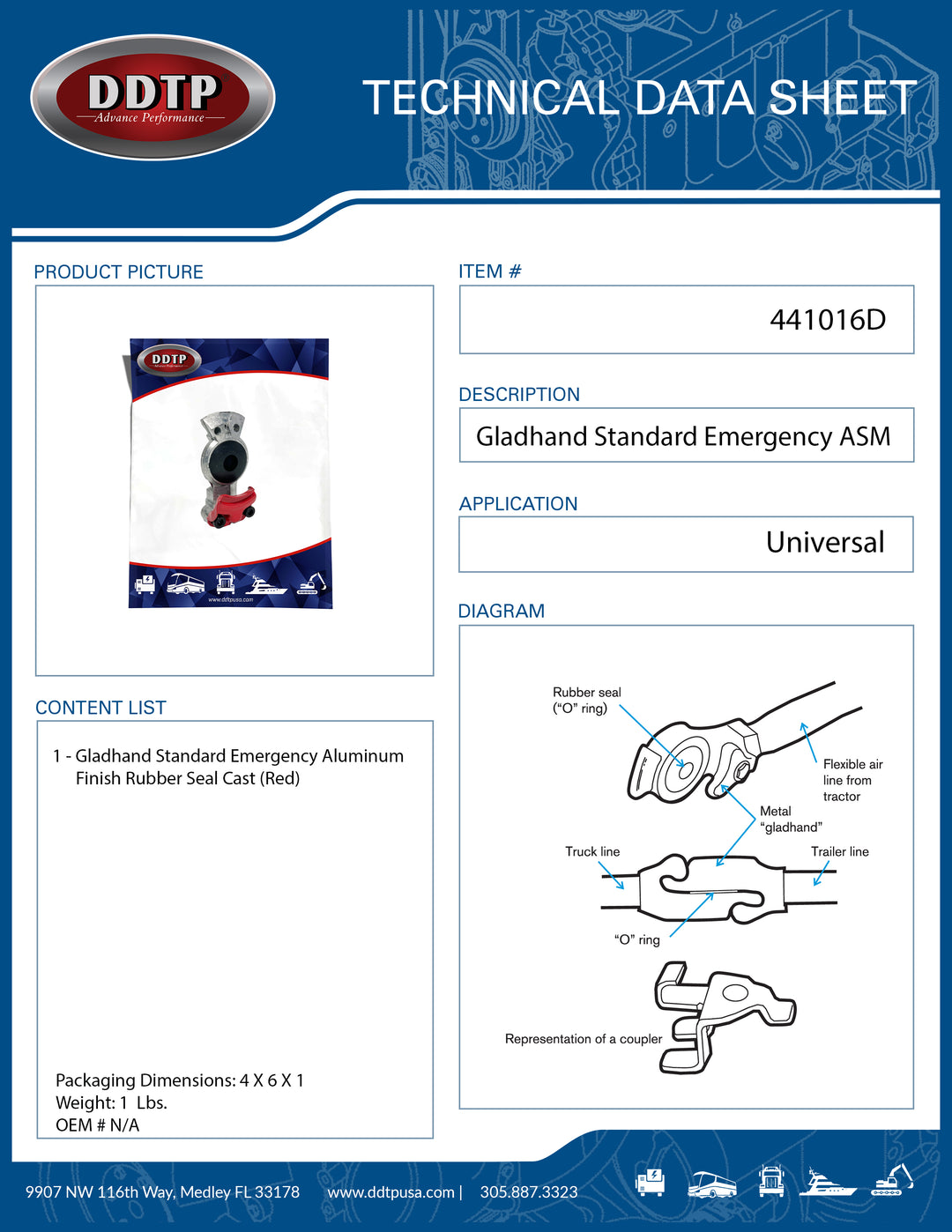 Glandhand Standard Emergency Aluminum Finish Rubber Seal Cast Red ( 441016D )