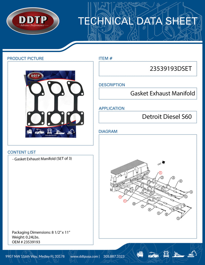 Gasket Exhaust Manifold S60 (Set of 3)