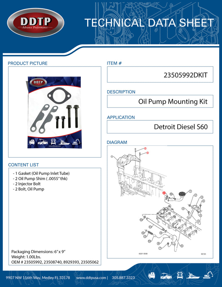 Oil Pump Mounting Kit S60 ( 23505992 )