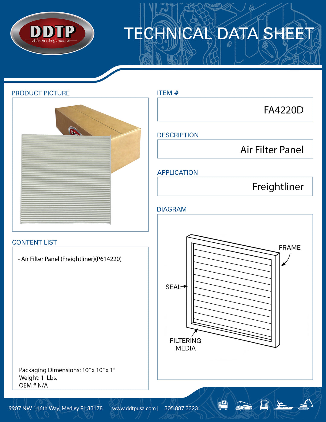 Air Filter Panel (Freightliner)(P614220)