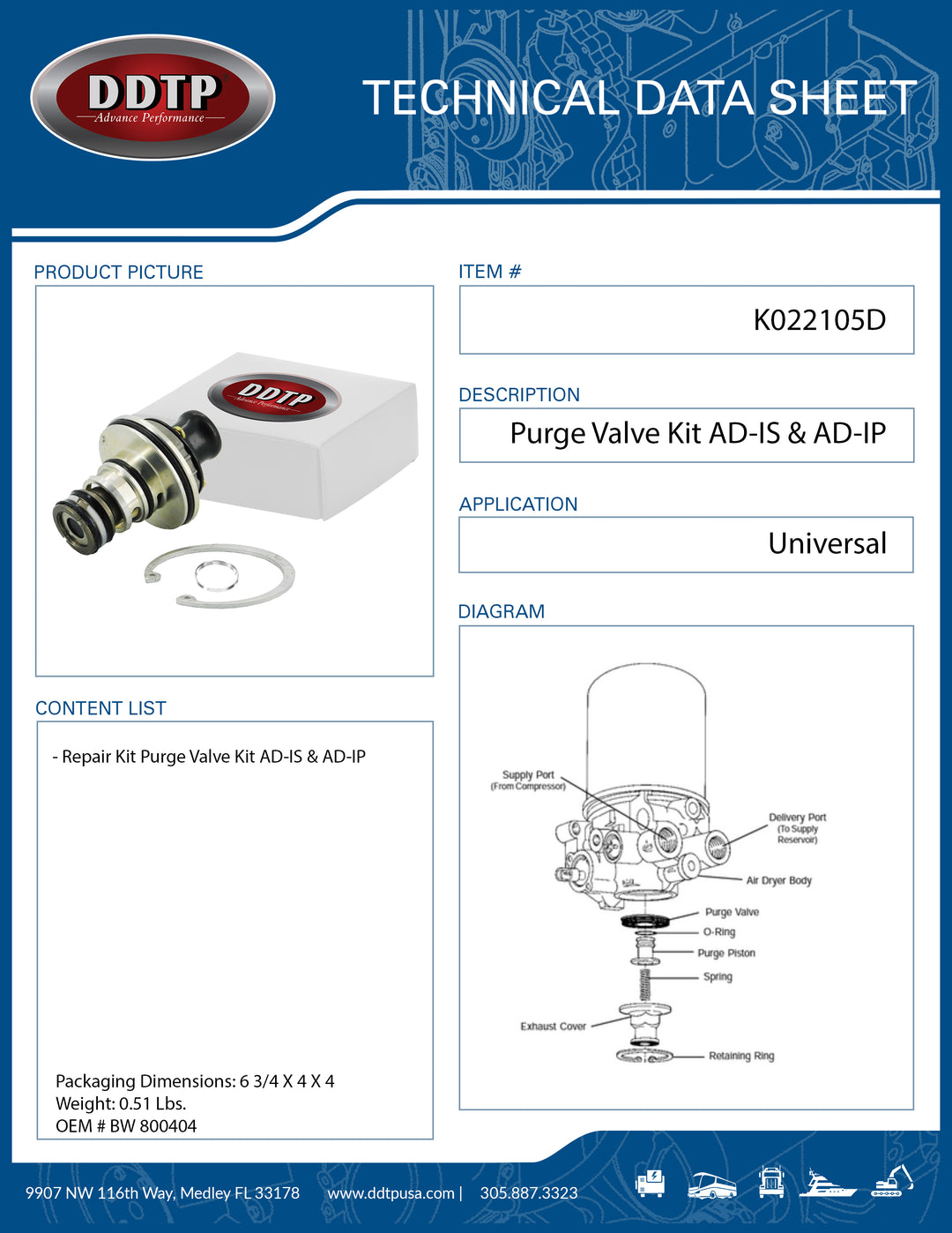 Purge Valve Kit Repair AD-IS & AD-IP