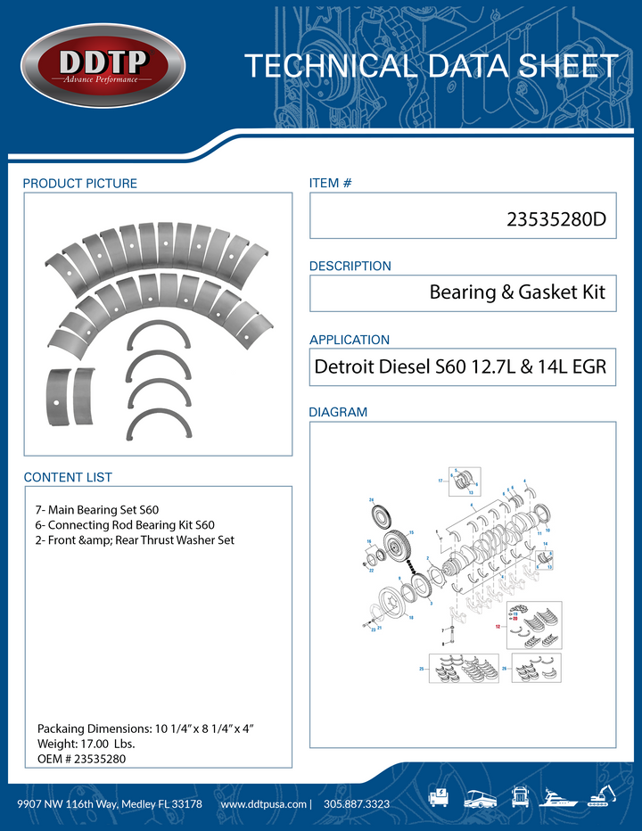 Detroit Diesel S60 12.7L & 14L EGR Lower End Engine Connecting Rod Bearing