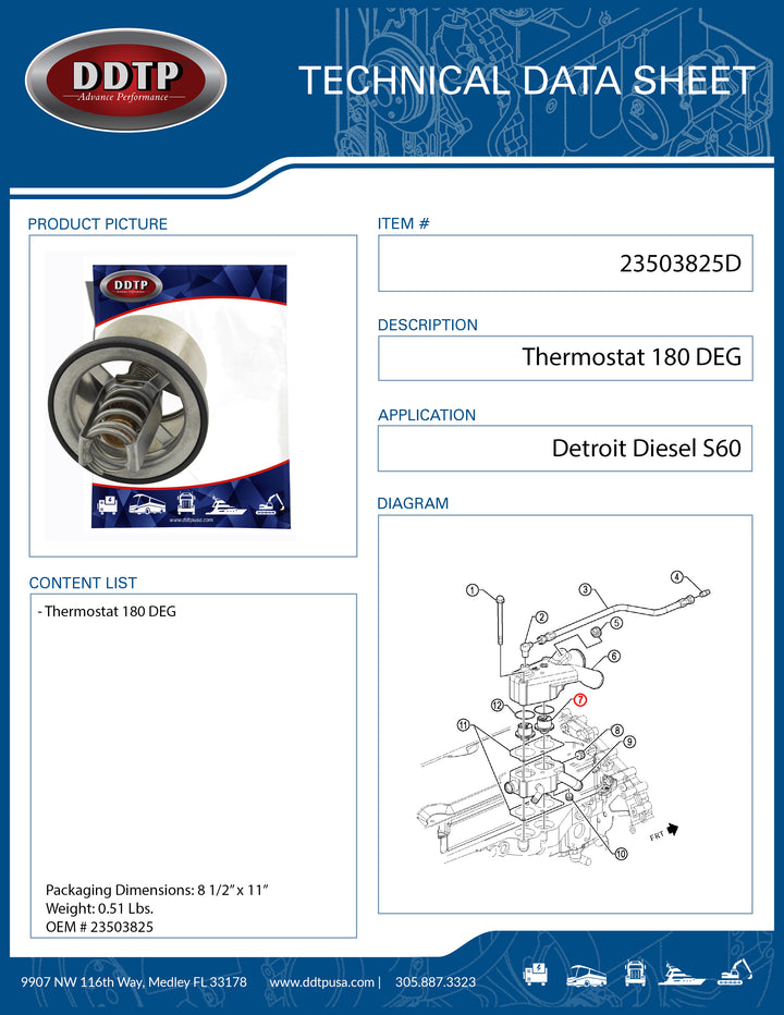 Detroit Diesel S60 Thermostat 180 DEG S60 (23503825)