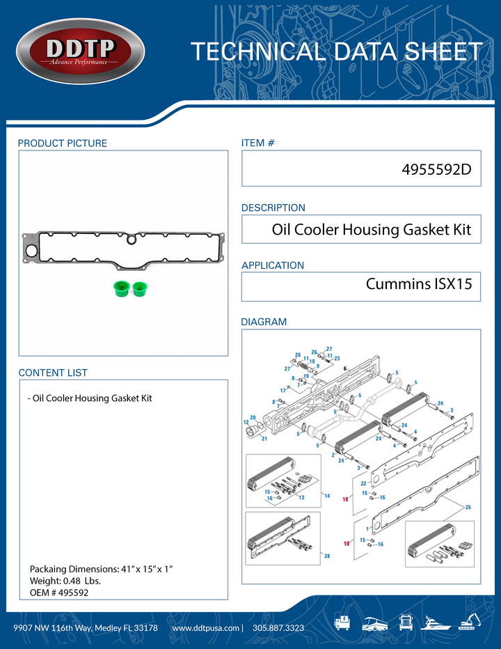 Oil Cooler Housing Gasket Kit Cummins ISX15