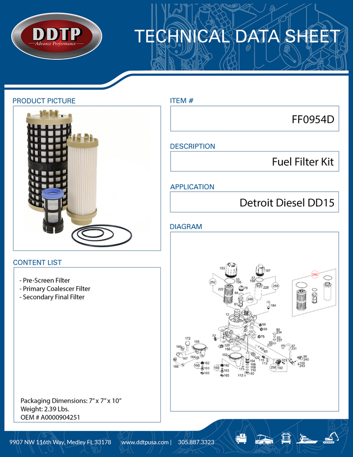 Fuel Filter Kit Detroit Diesel DD15 & DD13 2008-2012