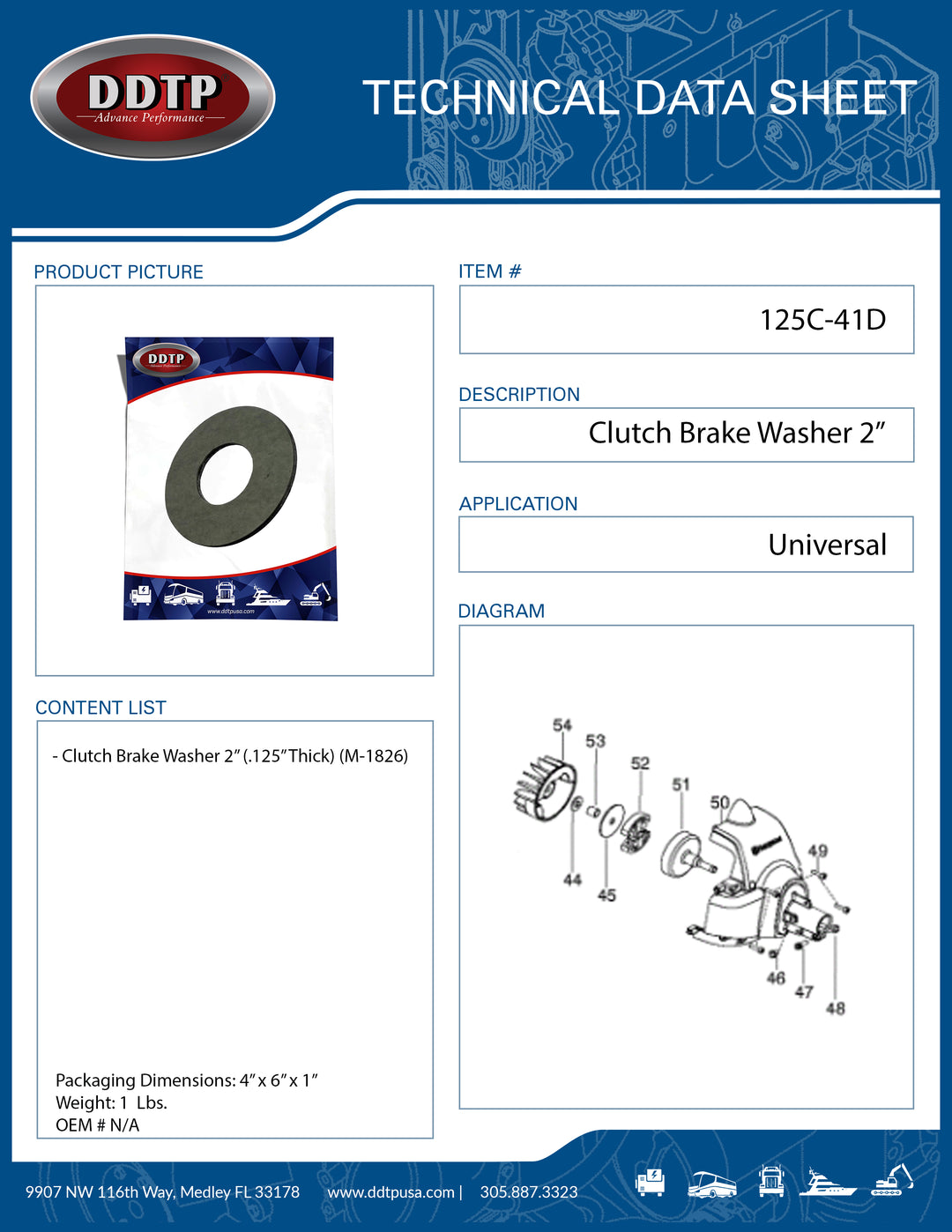 Clutch Brake Washer 2" (.125" Thick) (M-1826)