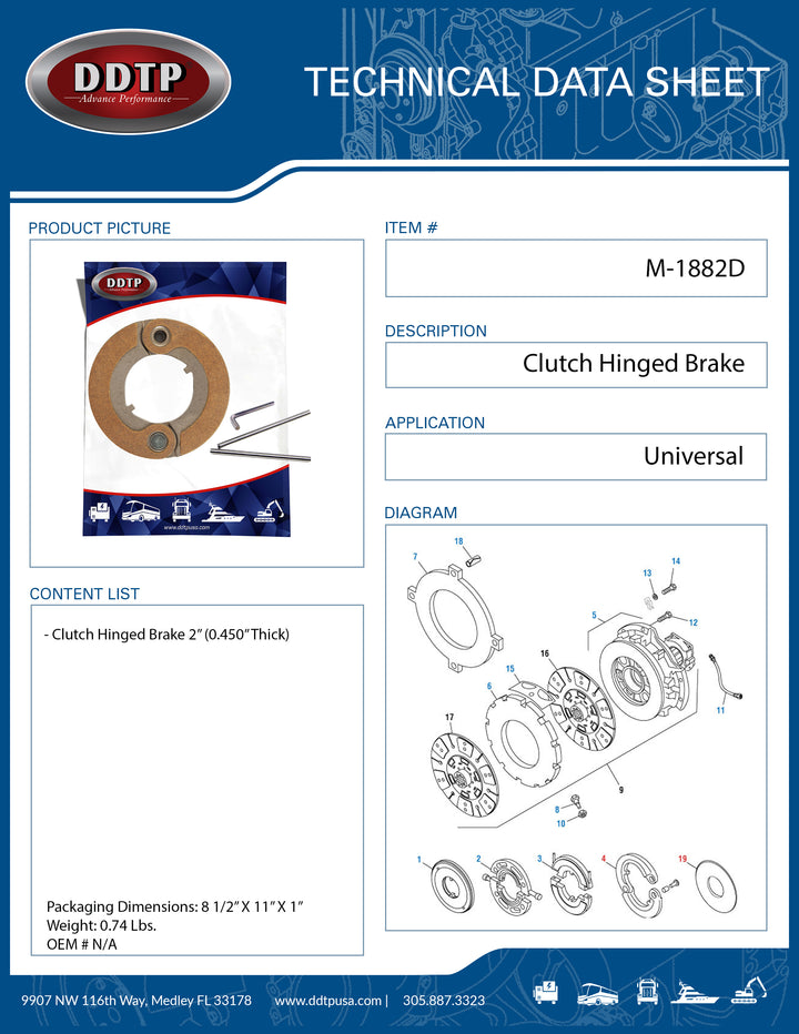 2" Hinged Clutch Brake (0.450" thickness)