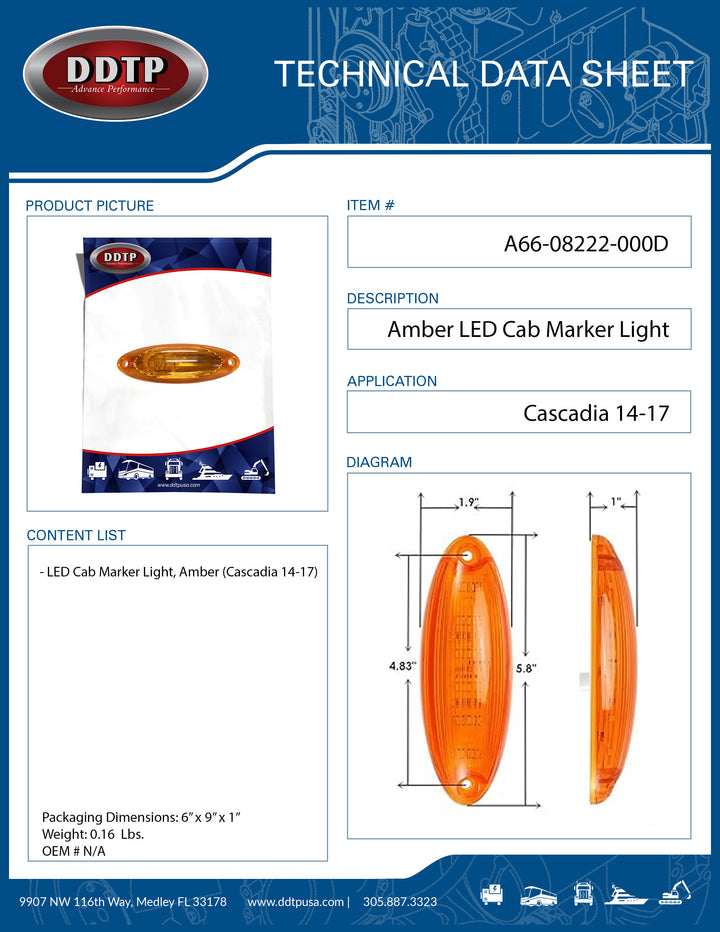 Luz LED ámbar para cabina (Cascadia 14-17)