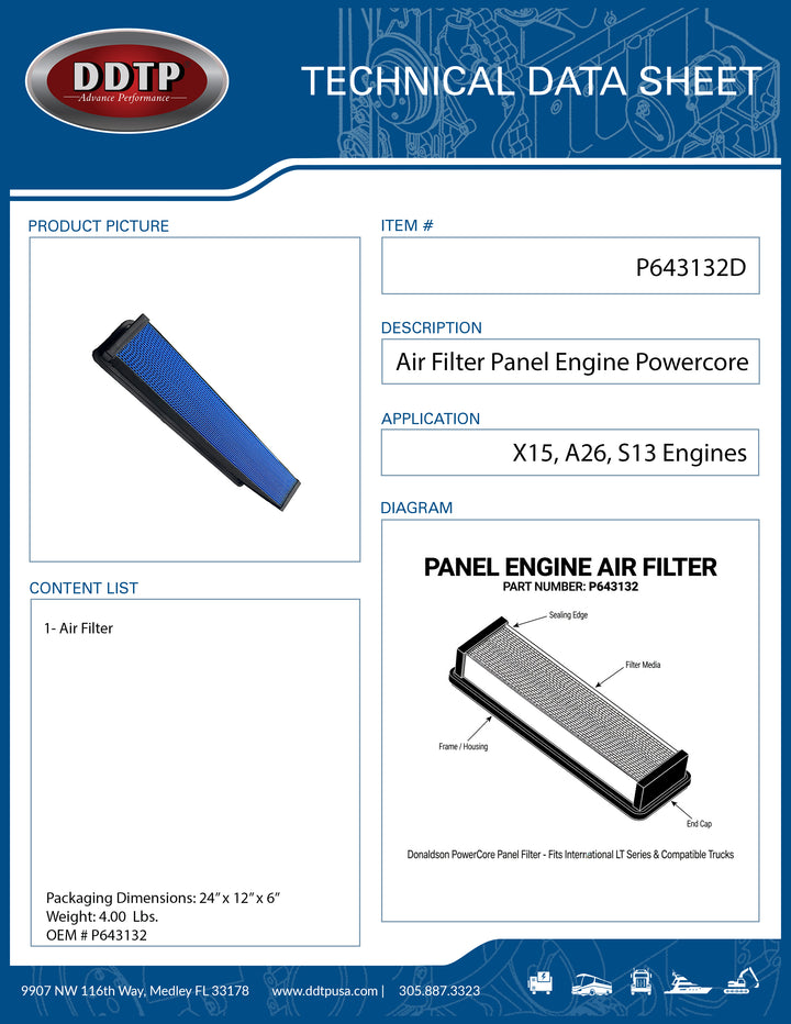 Heavy Duty Air Filter for Commercial Trucks & Diesel Applications | High-Efficiency Engine Air Filter (P643132)