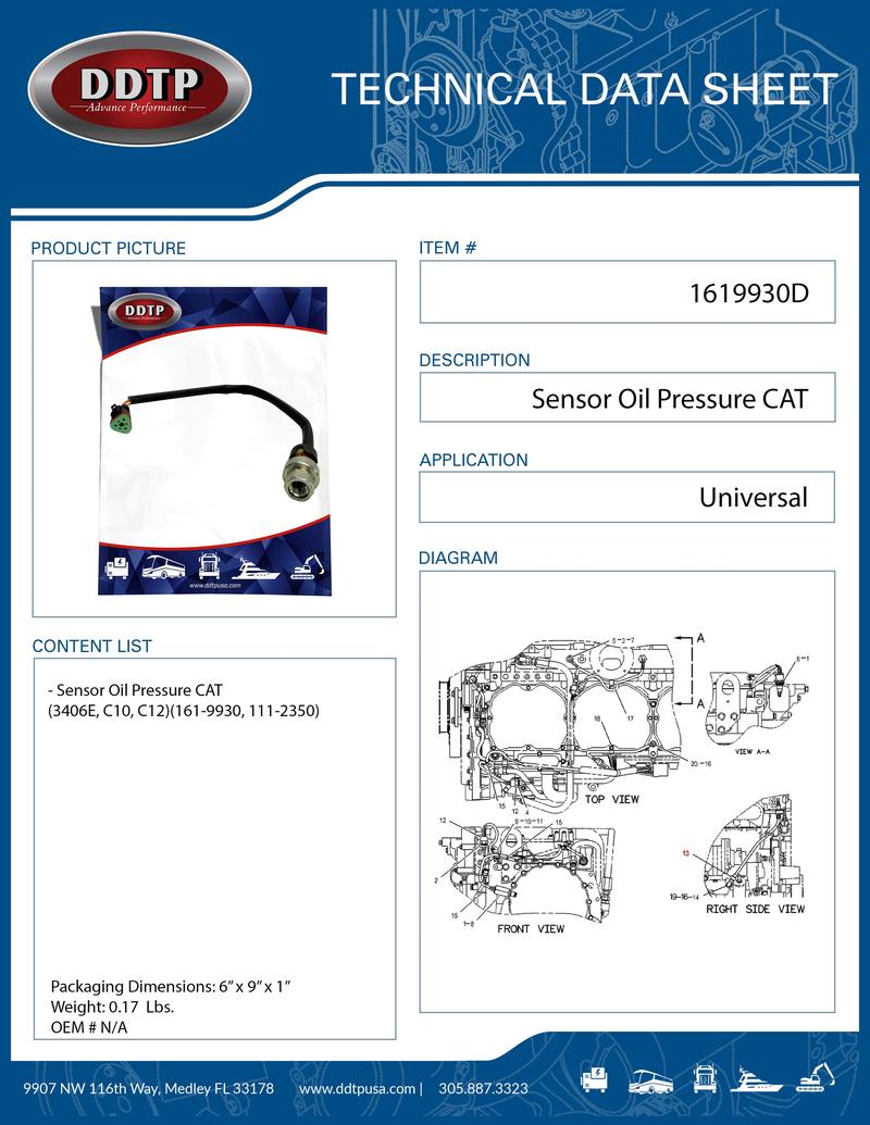Sensor Oil Pressure CAT (3406E, C10, C12)(161-9930, 111-2350)
