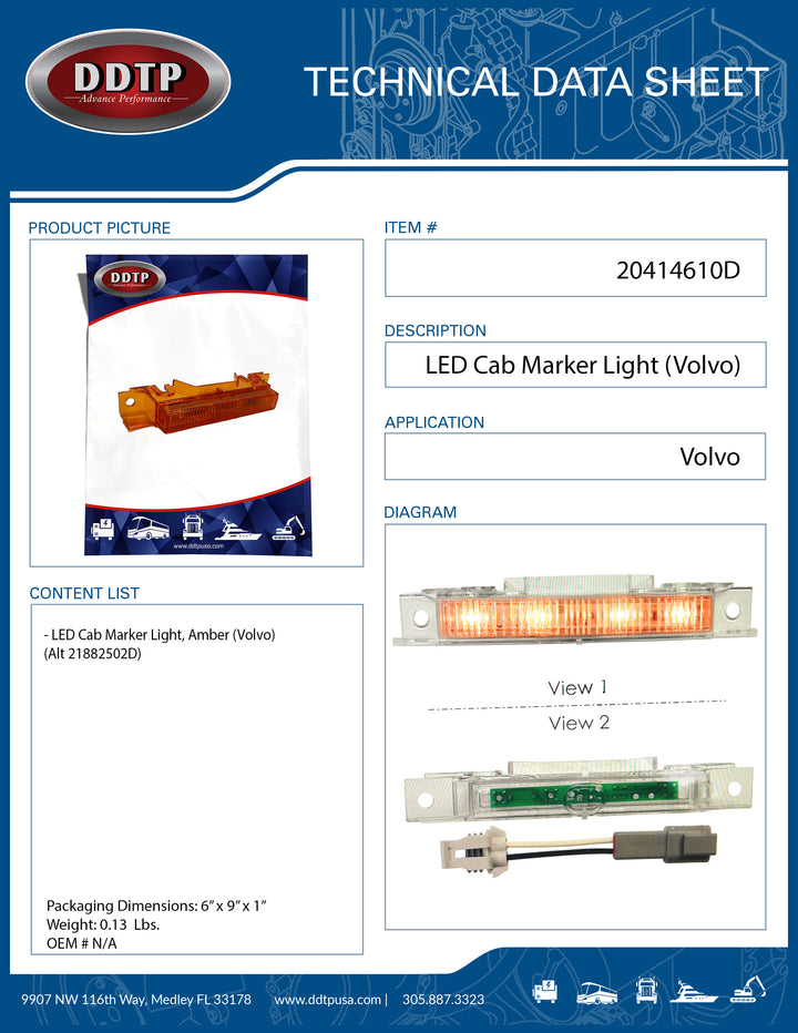 LED Amber Cab Marker Light (Volvo)