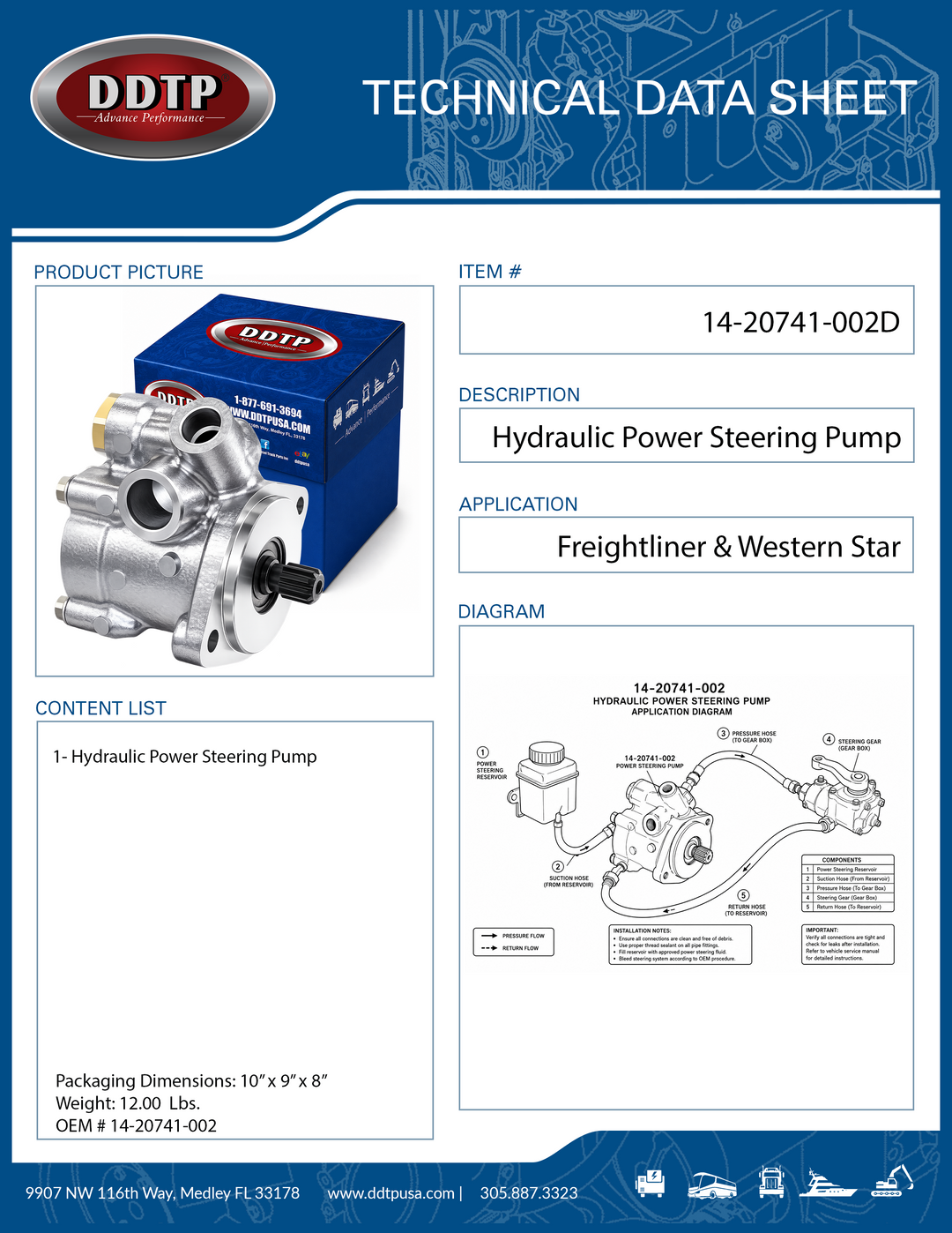 Hydraulic Power Steering Pump for Freightliner & Western Star