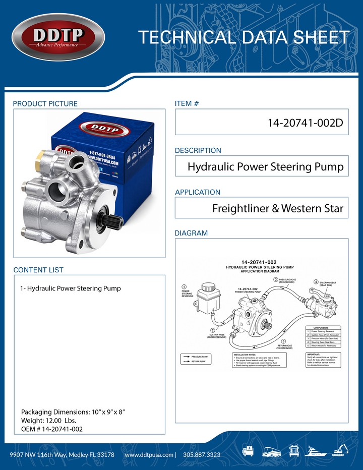 Hydraulic Power Steering Pump for Freightliner & Western Star