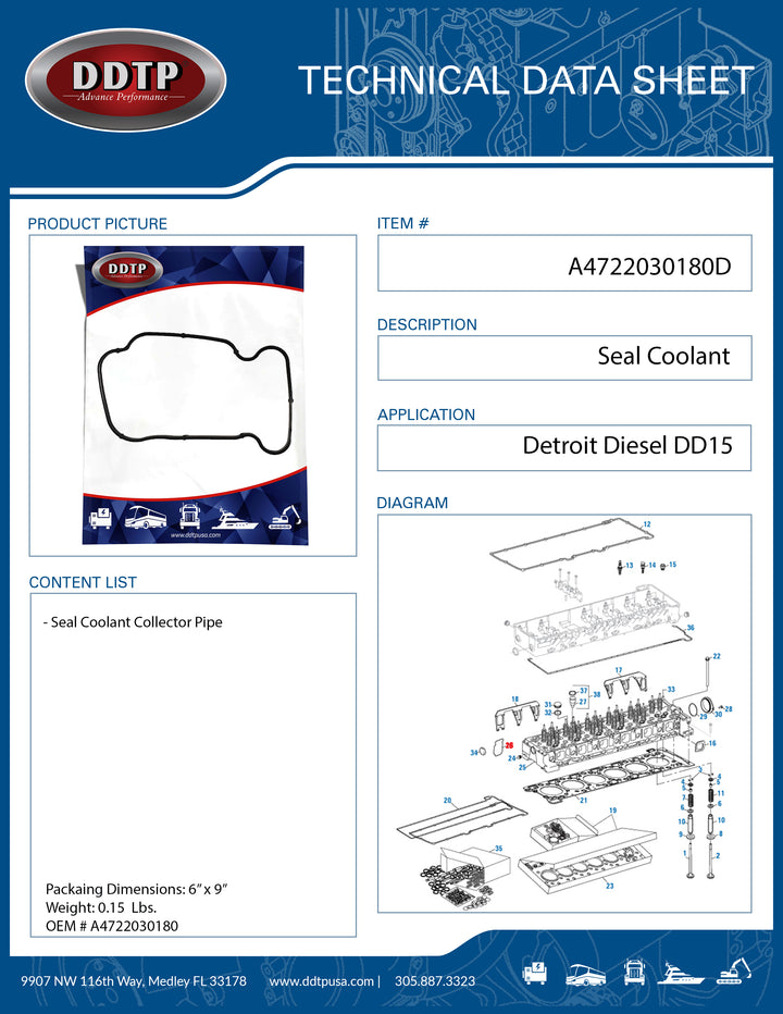 Seal Coolant Collector Pipe DD15 ( A4722030180 )