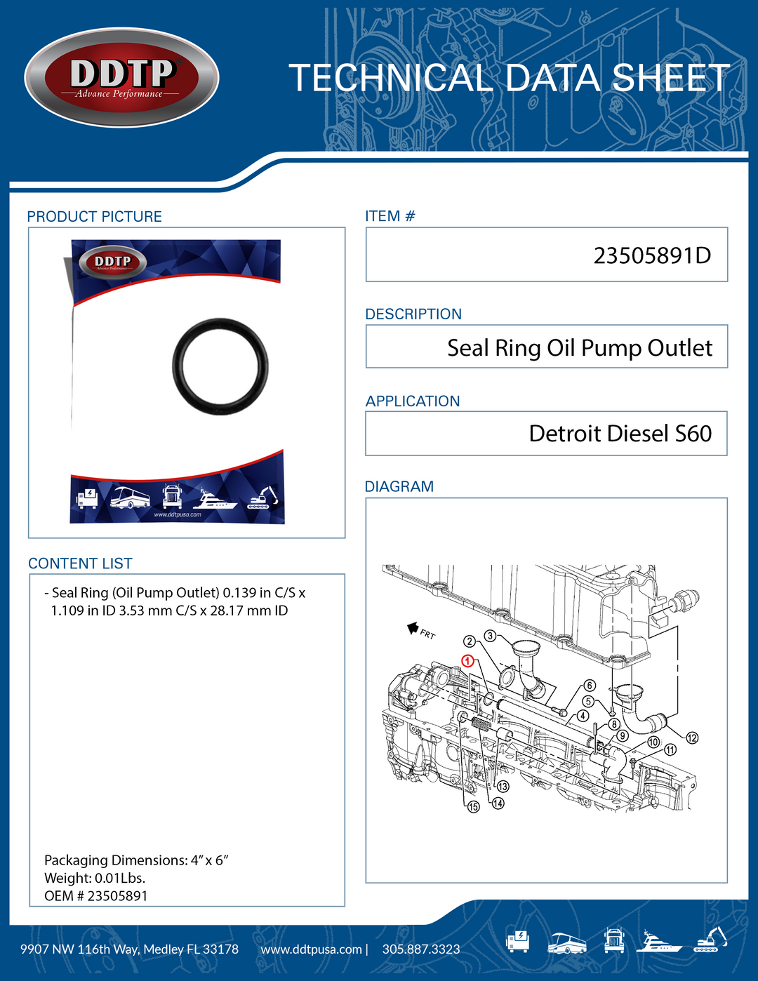 Seal Ring Oil Pump Outlet S60 (23505891)