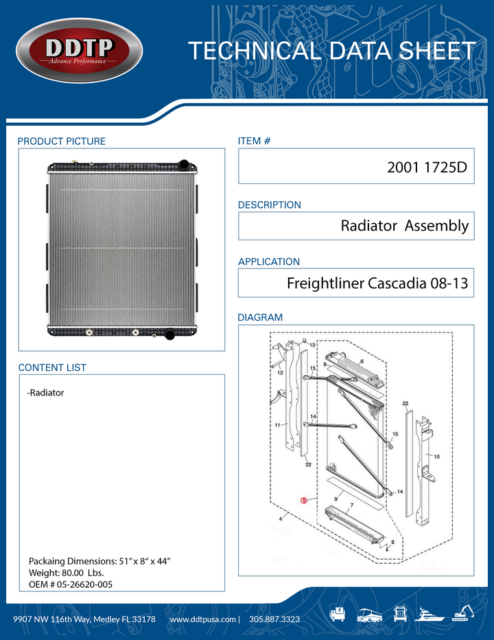 Radiator Freightliner Cascadia, Century, Columbia & Argosy