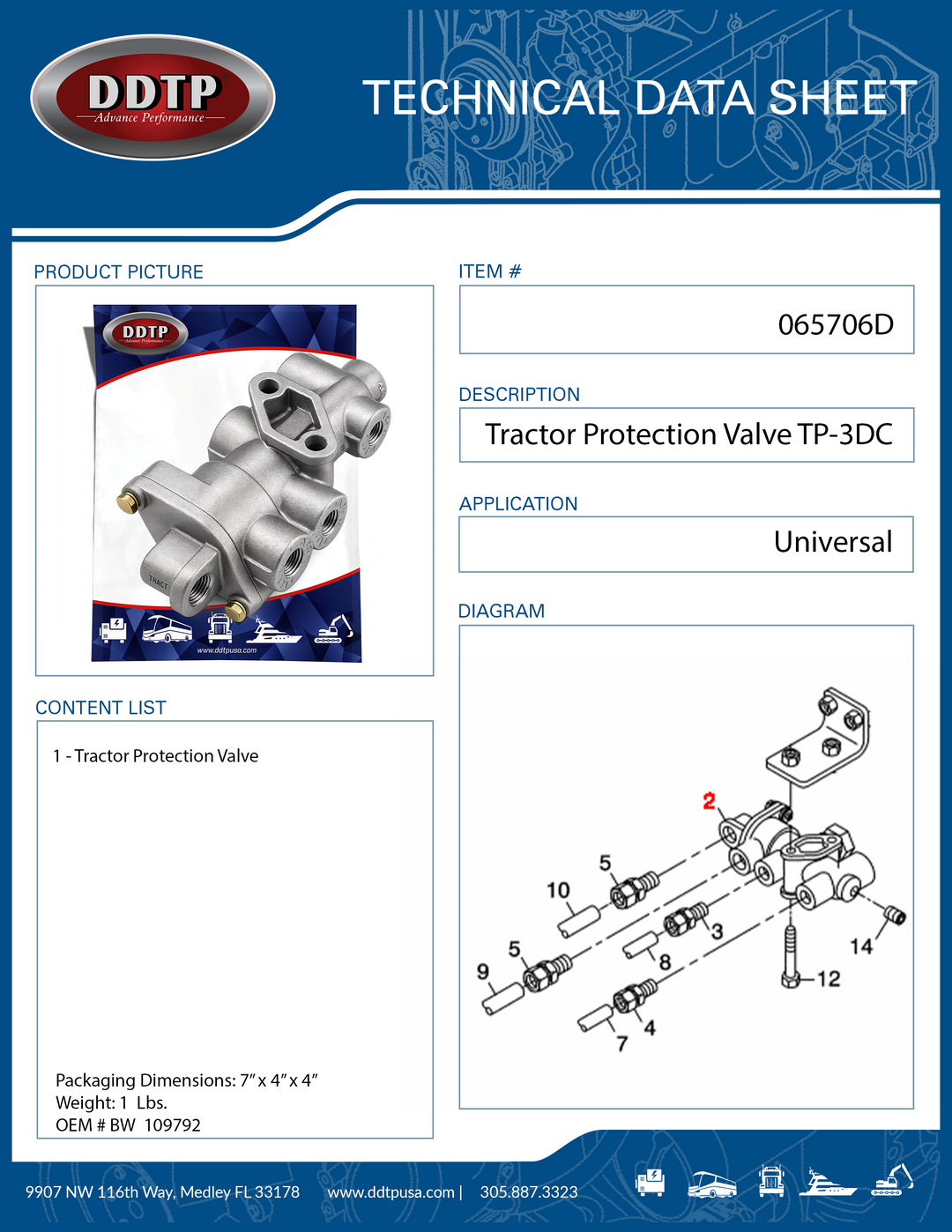 Tractor Protection Valve - TP-3DC Type, 3/8" NPT Primary and Secondary