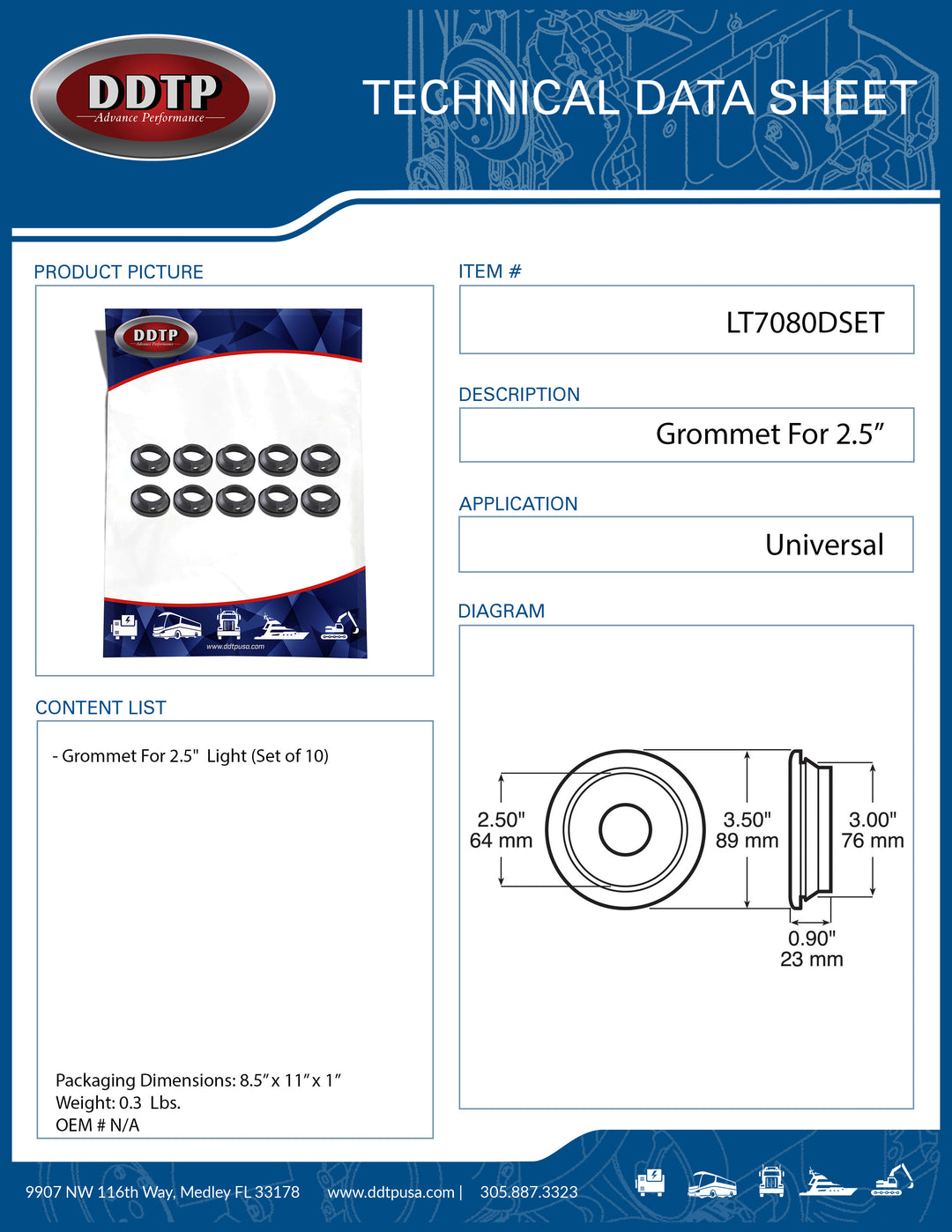 Grommet For 2.5"  Light (Set of 10)
