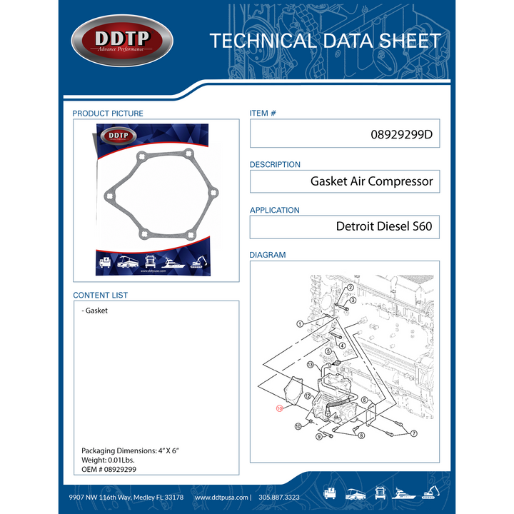 Gasket Air Compressor Detroit Diesel S60 12.7L