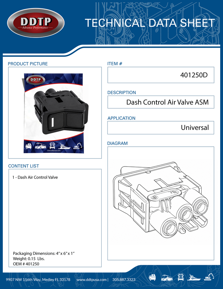Dash Control Air Valve Universal