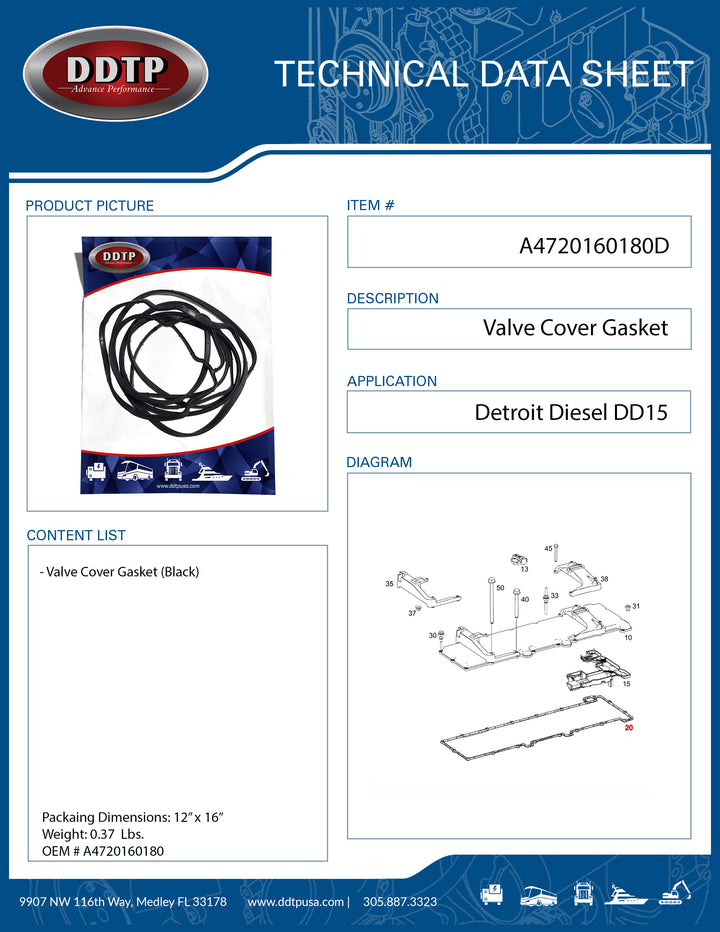 Valve Cover Gasket DD15 901 ( A4720160180 )