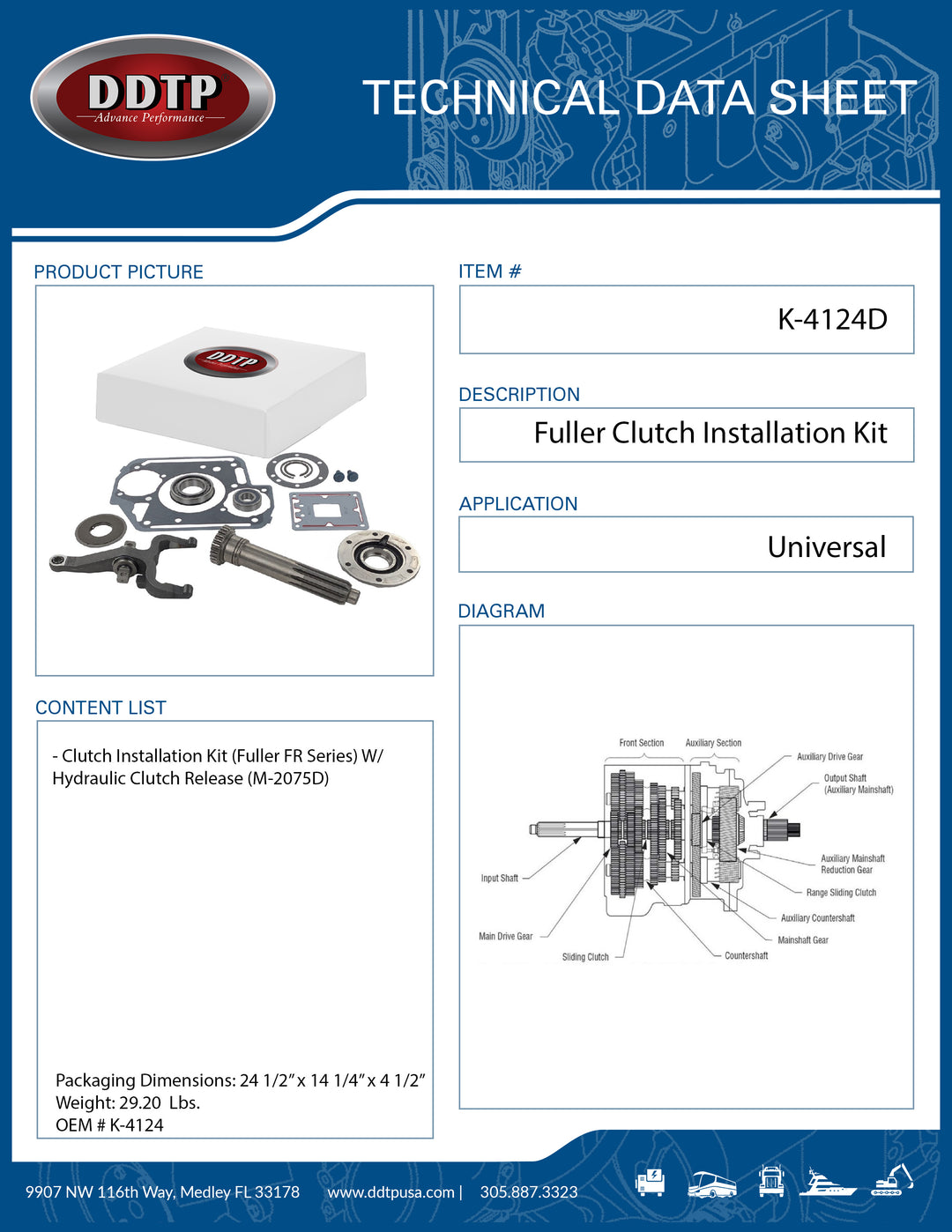 Clutch Installation Kit (Fuller FR Series) W/ Hydraulic Clutch Release (M-2075D)