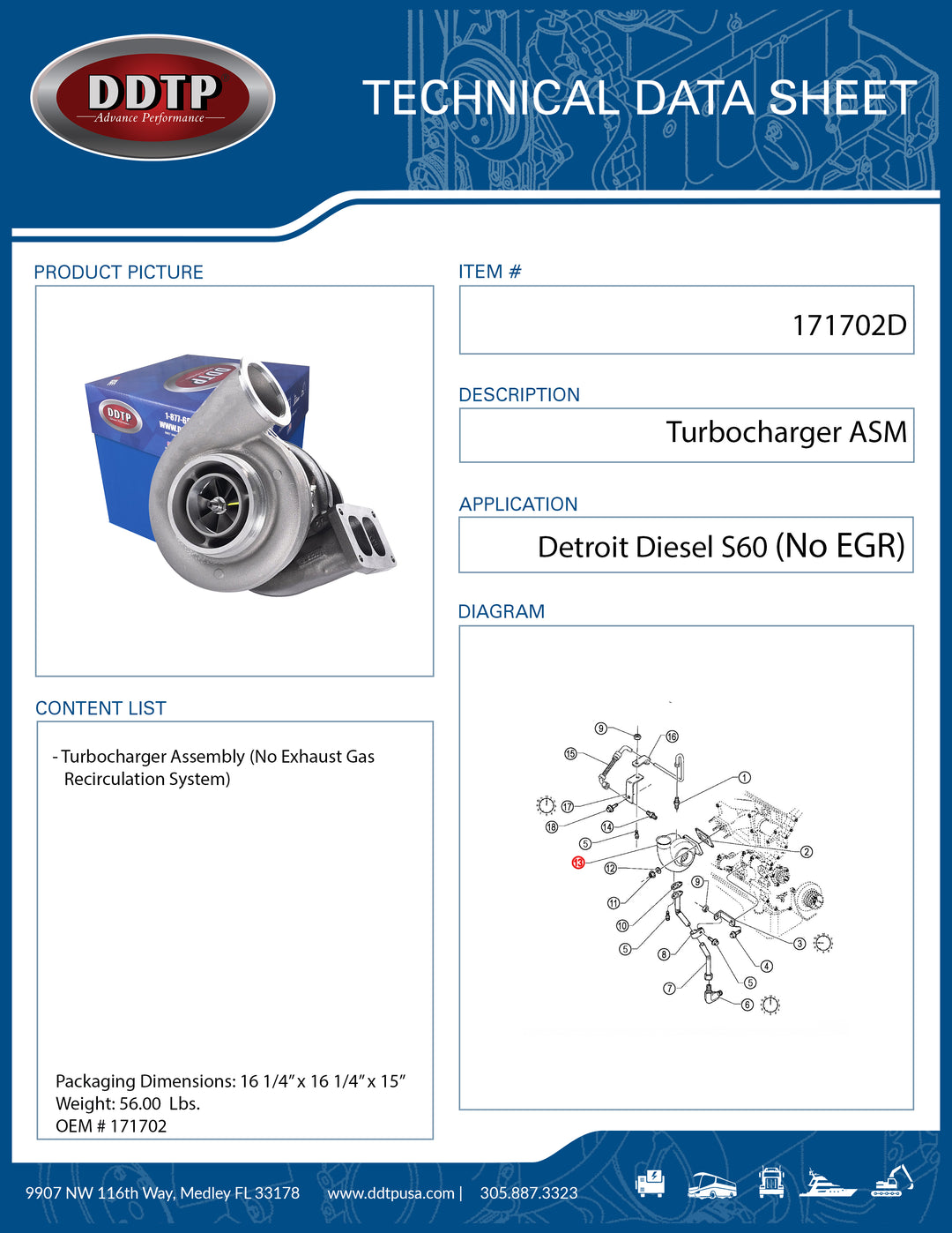 Turbocharger ASM S60 (23515635, 8588) (410-550 HP)
