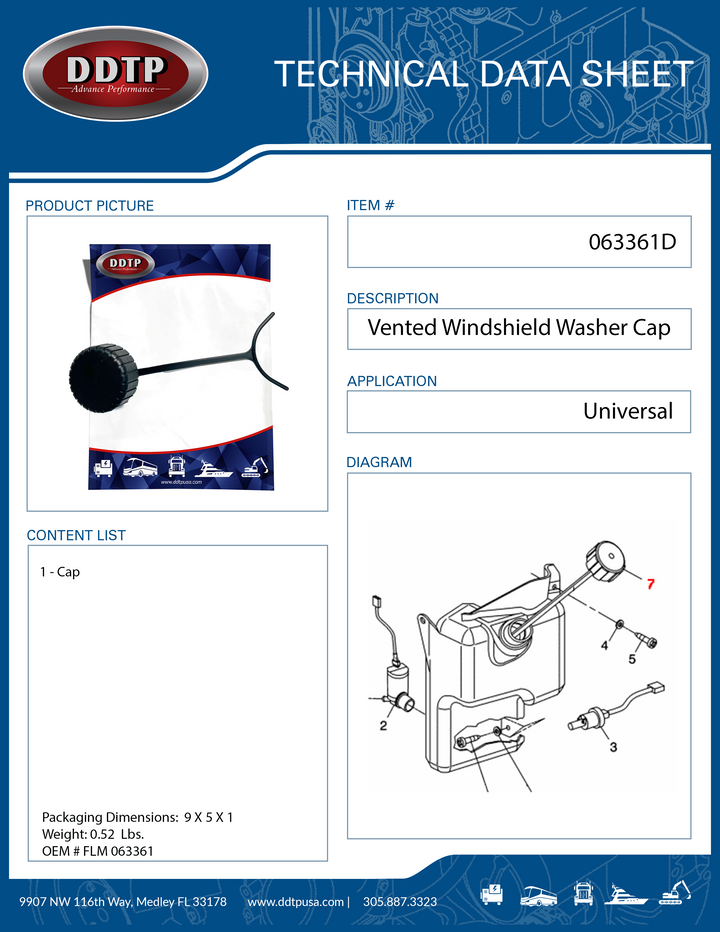 Cap Windshield Washer Vented Universal ( FLM 063361 )