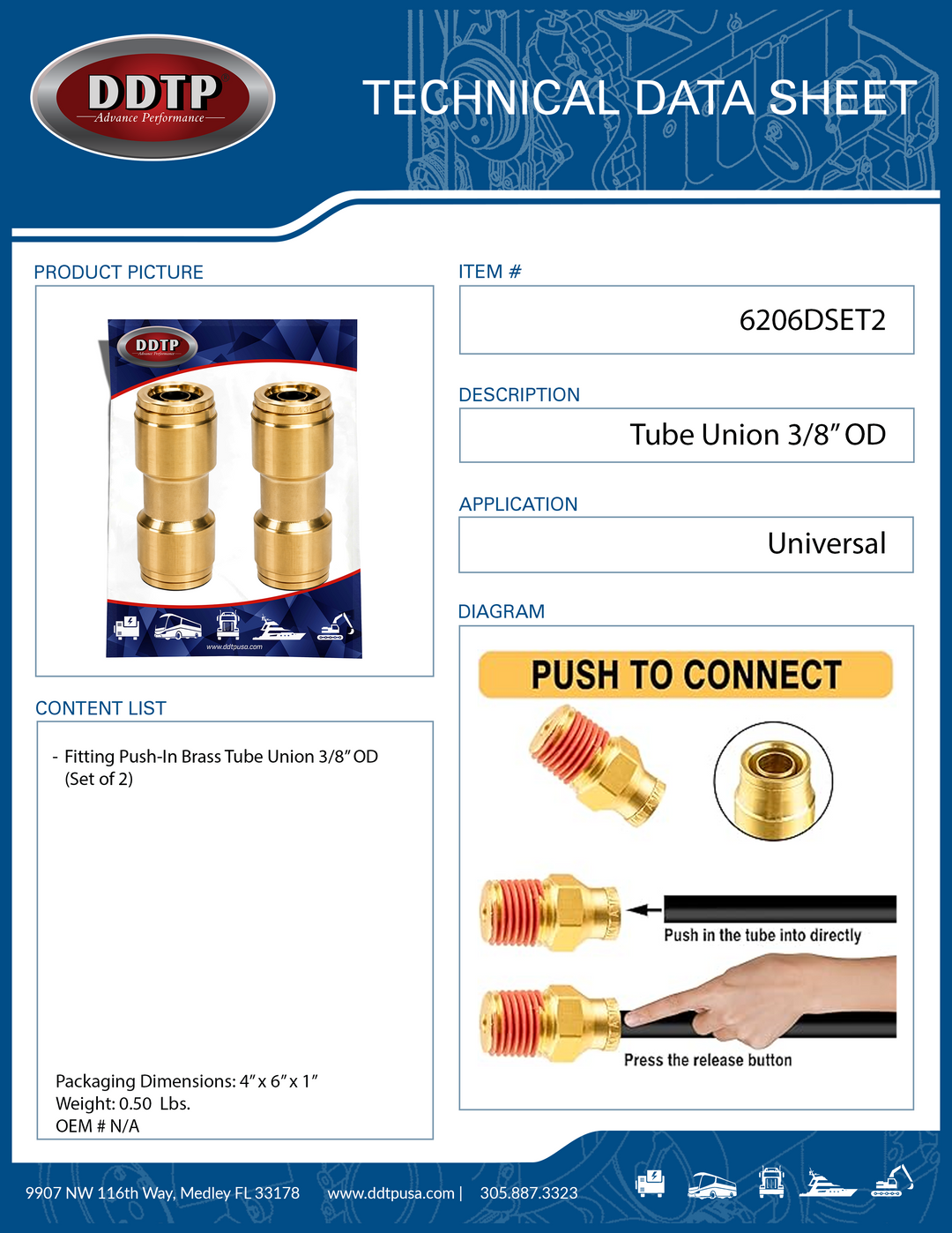 Unión de tubo de 3/8" de diámetro exterior (juego de 2)