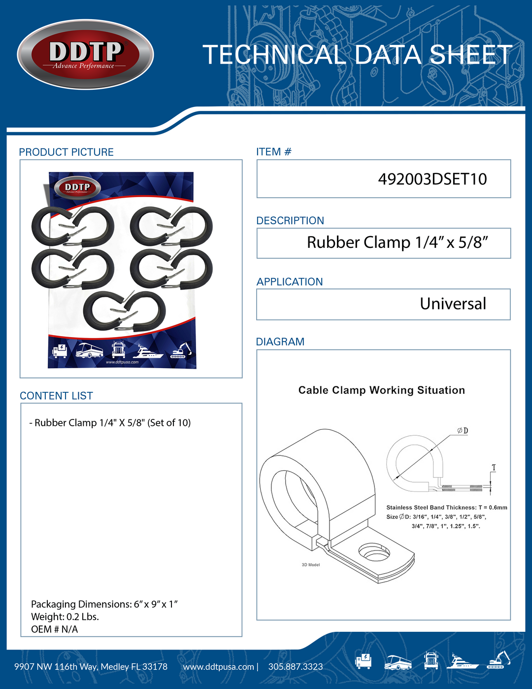 Rubber Clamp 1/4" x 5/8" (Set of 10)