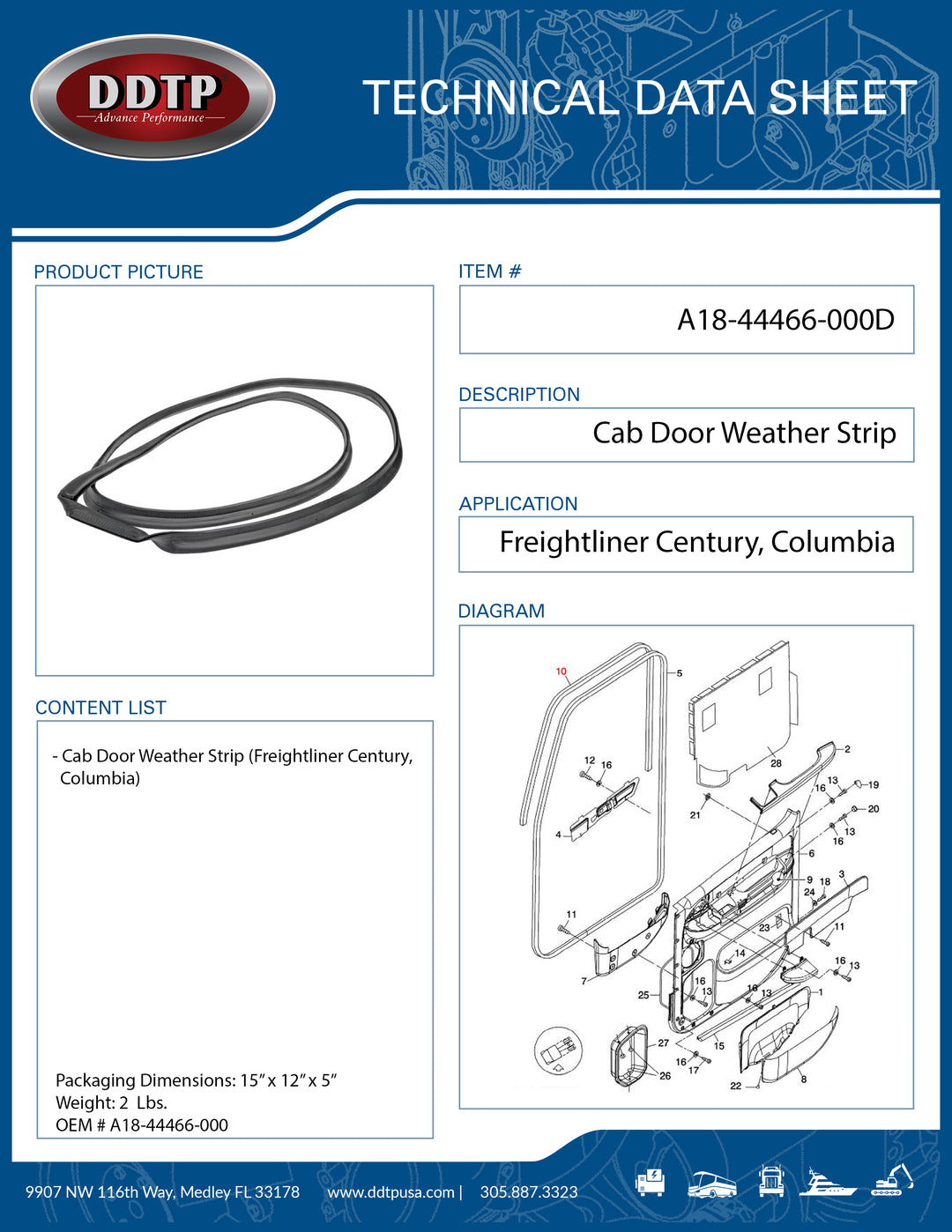 Cab Door Weather Strip (Freightliner Century, Columbia)