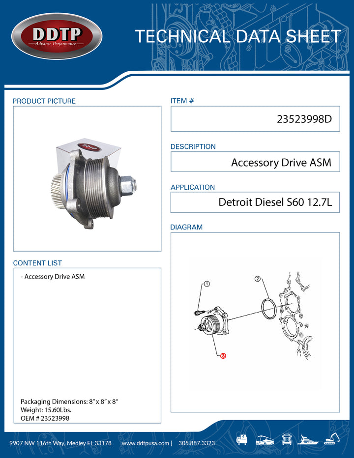 Accessory Drive ASM S60 12.7L Non EGR ( 23523998 )