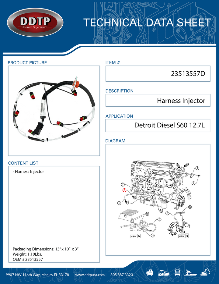 Arnés de inyector S60 12.7L (23513557)