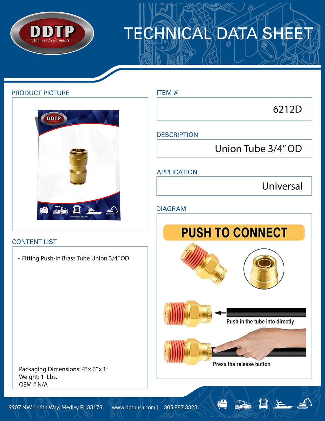 Tube Union 3/4" OD