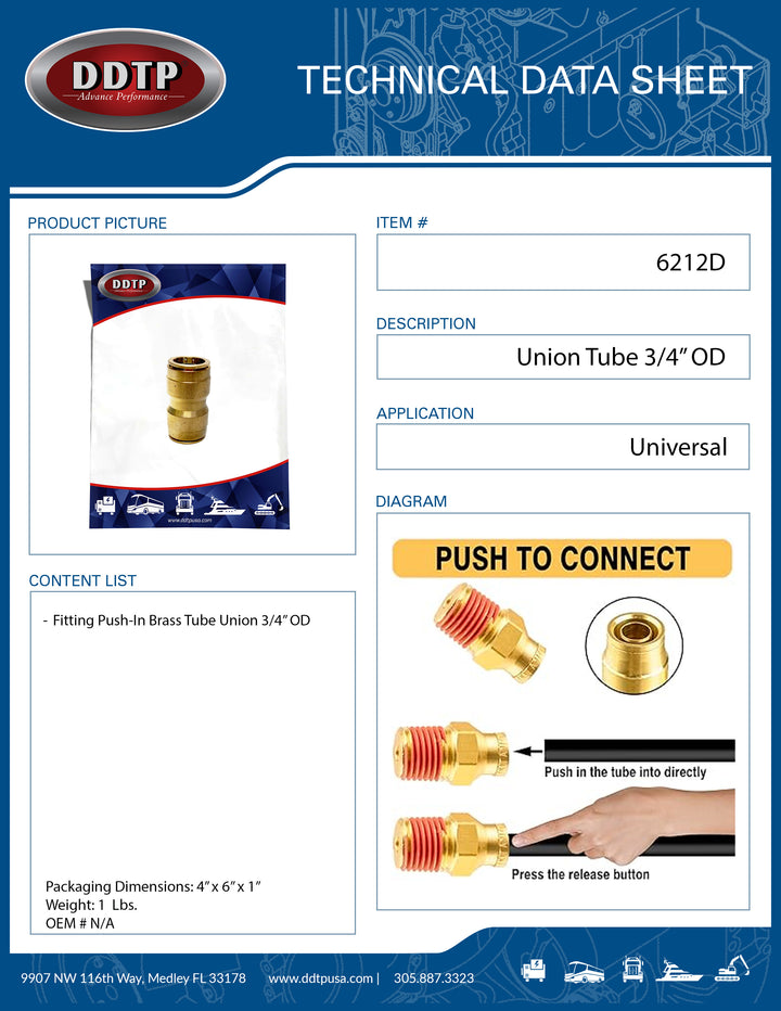 Tube Union 3/4" OD