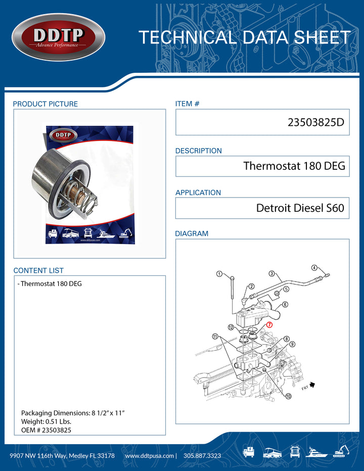 Thermostat 180 DEG Detroit Diesel S60