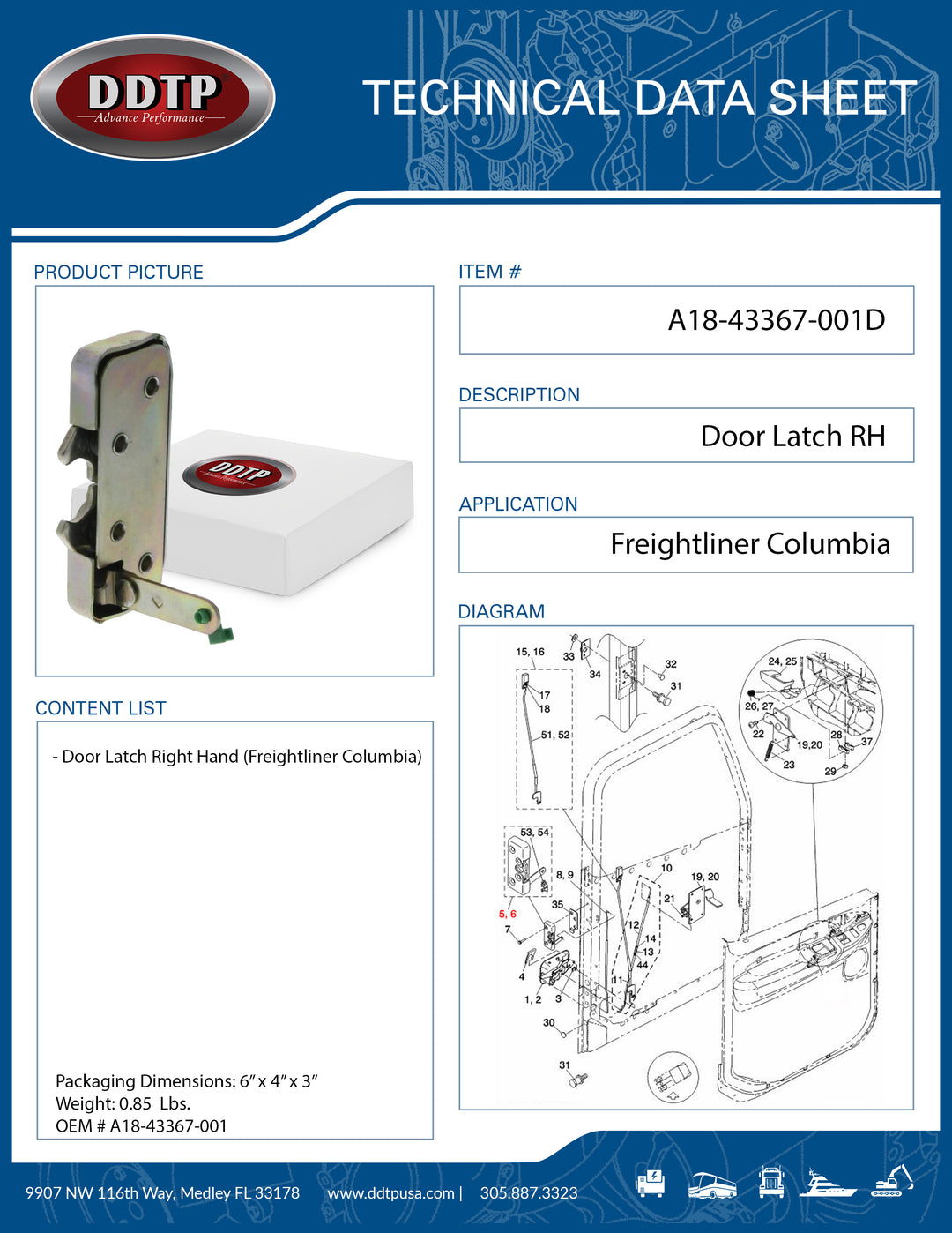 Door Latch RH (Freightliner Columbia)