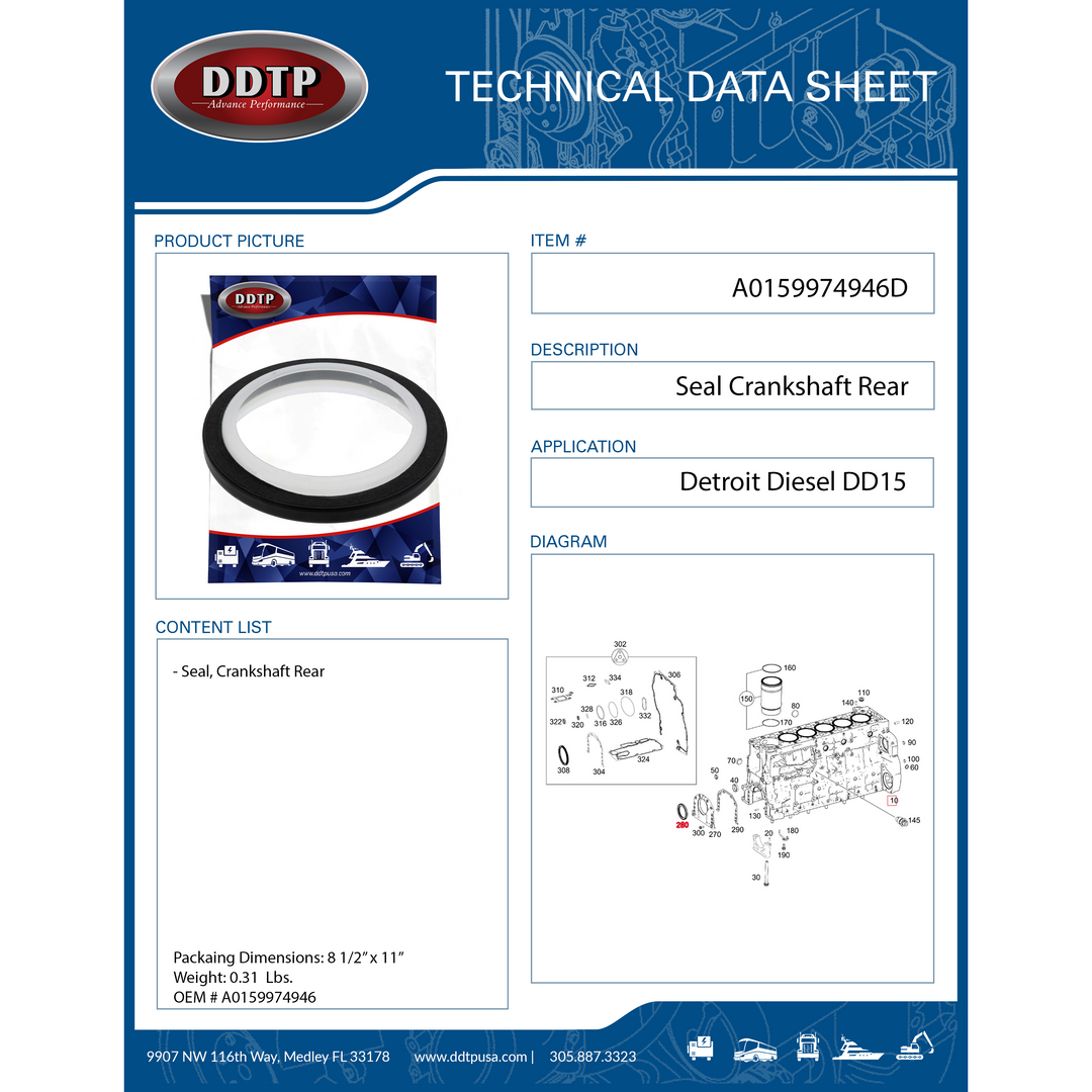 Crankshaft Rear Seal Detroit Diesel DD15