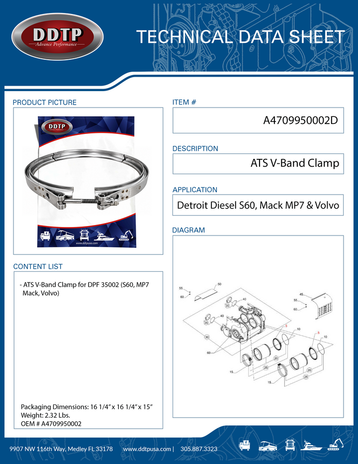Aftertreatment System V-Band Clamp for DPF 35002