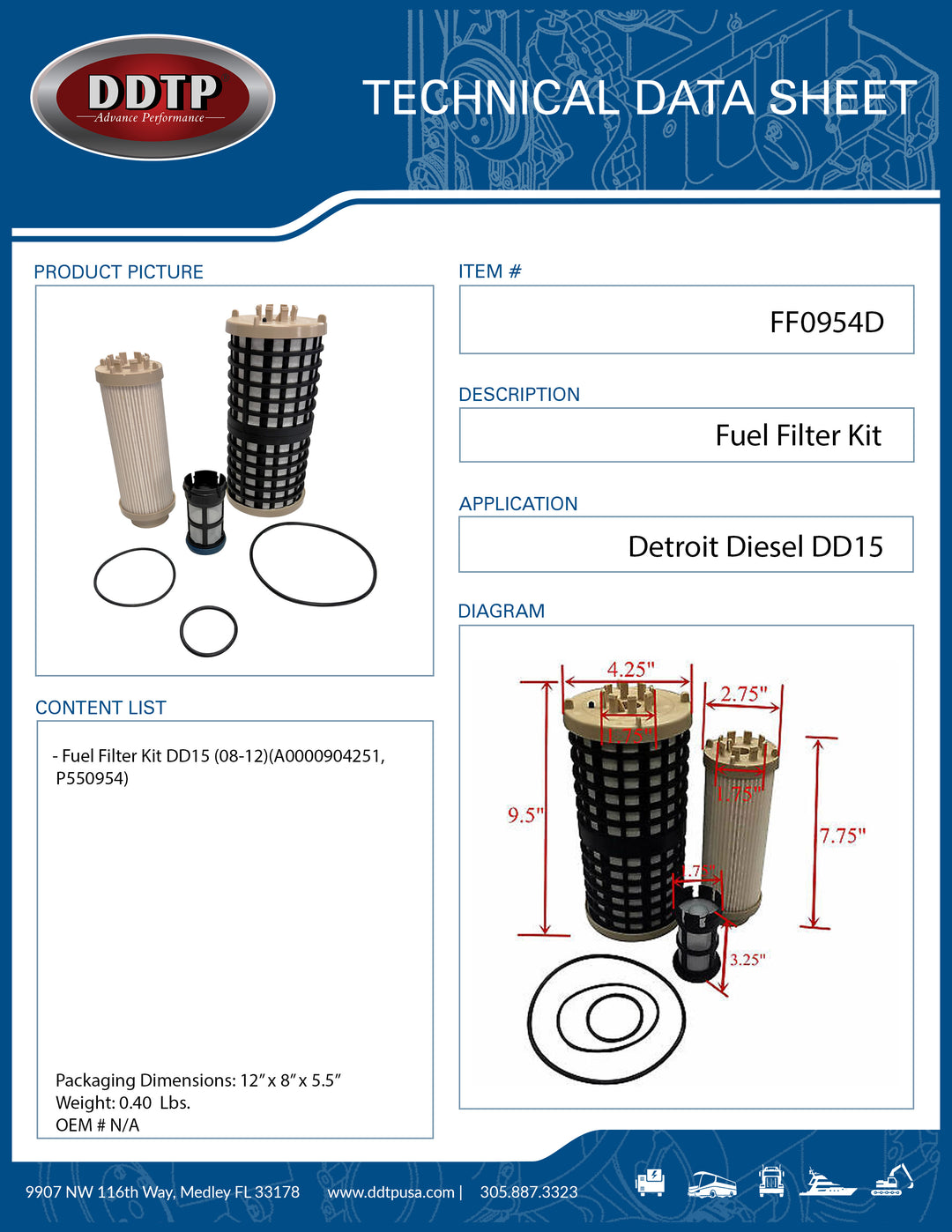 Fuel Filter Kit DD15 (08-12)(A0000904251, P550954)
