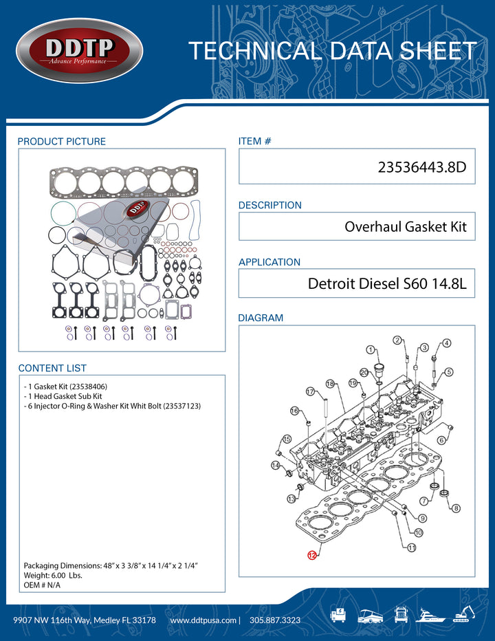 O/H Gasket Kit S60 14.8L