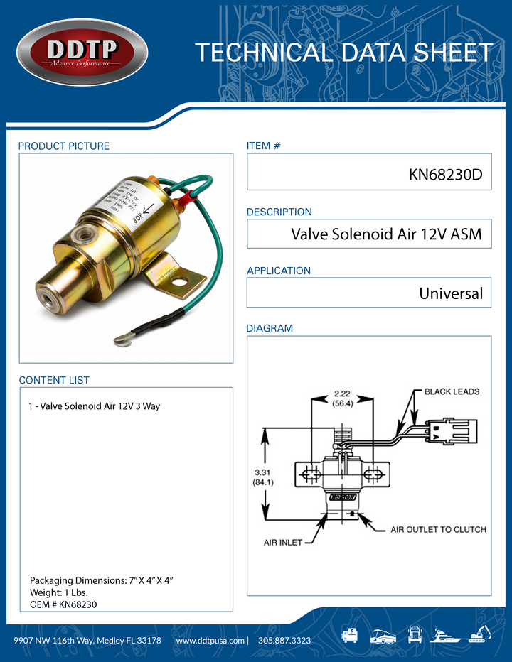 12 Volt Solenoid Air Valve 3 Way