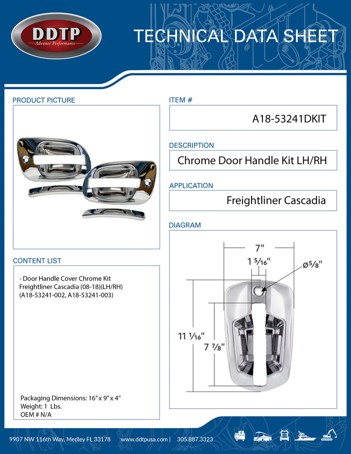 Chrome Door Handle Cover Kit (LH/RH) (Cascadia 08-18)