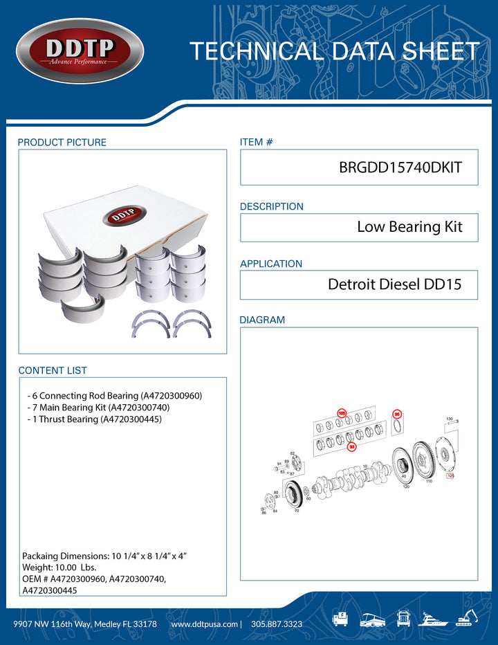 Low Bearing Kit STD DD15 ( A4720300740 )