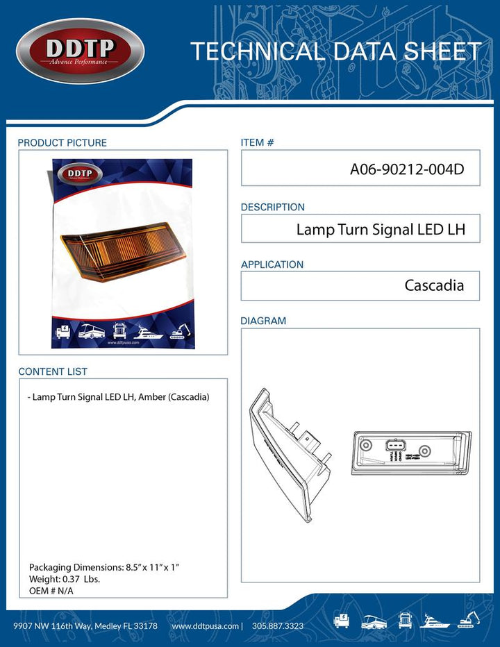 Amber LED Lamp Turn Signal LH (Cascadia)