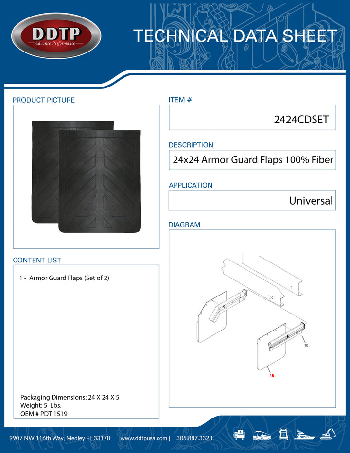 24x24 Armor Guard Flaps 100% Fiber Reinforced Rubber Set of 2 ( PDT 1519 )