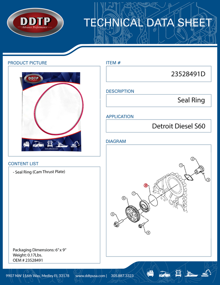 Seal Ring S60 Cam Thrust Plate (23528491)