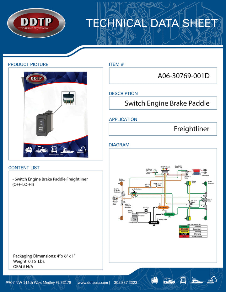 Switch Engine Brake Paddle Freightliner (OFF-LO-HI)