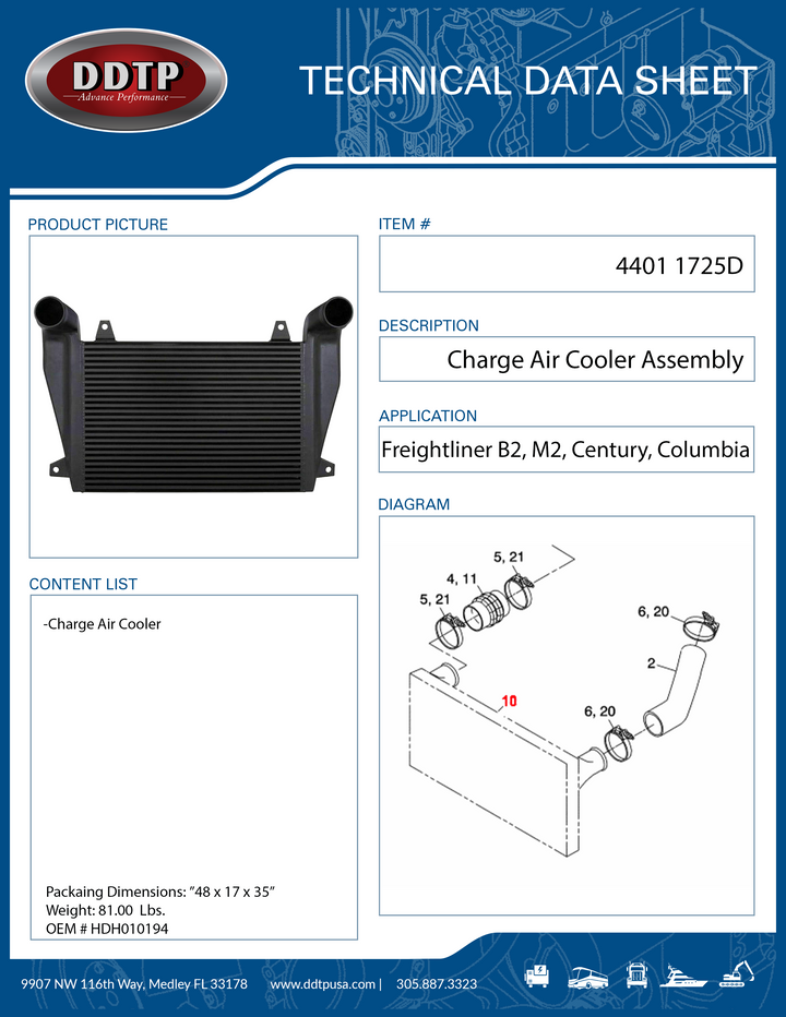 Charge Air Cooler B2, M2, Century, Columbia ( HDH010194)